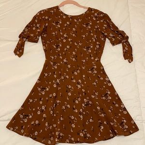 Reformation mini brown dress with flowers, size 0